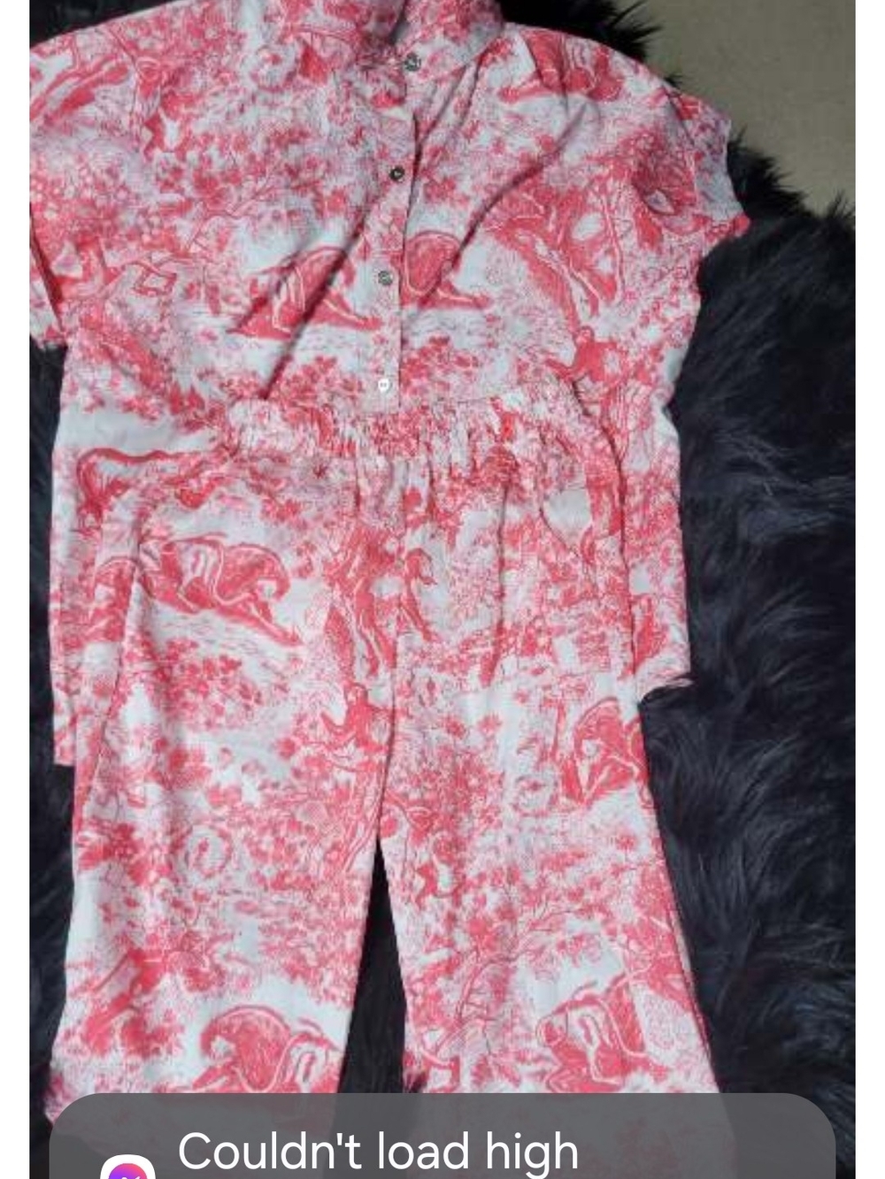 Coral Toile Print Two-Piece Set